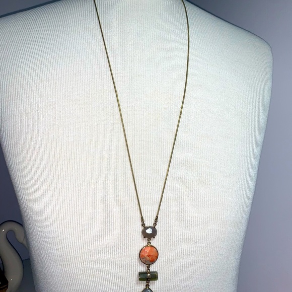 Loft Ann Taylor long necklace natural stone agate - Picture 1 of 4